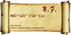 Máté Félix névjegykártya